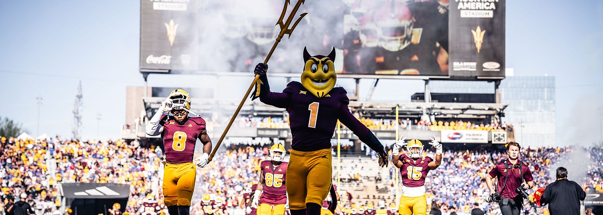 Sparky at a football game